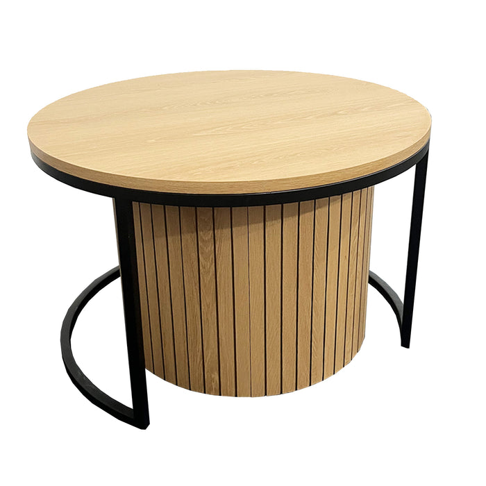 Ronde nesting salontafel set – 2-delig met metalen frame (Ø60 x 40 cm)