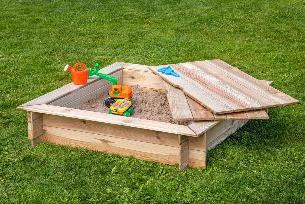 Sandkasten Quadratisch mit Deckel L120 x B120 x H24 cm