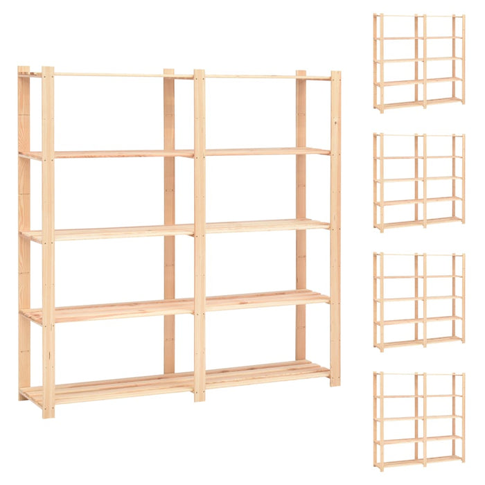 Opbergrek 5-Laags 170X38X170 Cm Massief Grenenhout 500 Kg