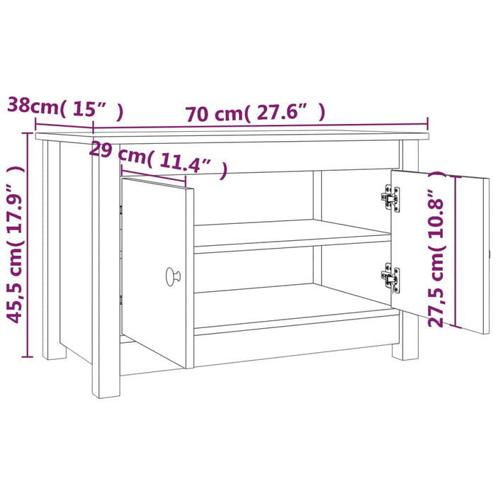Schoenenkast 70X38X45,5 Cm Massief Grenenhout Wit
