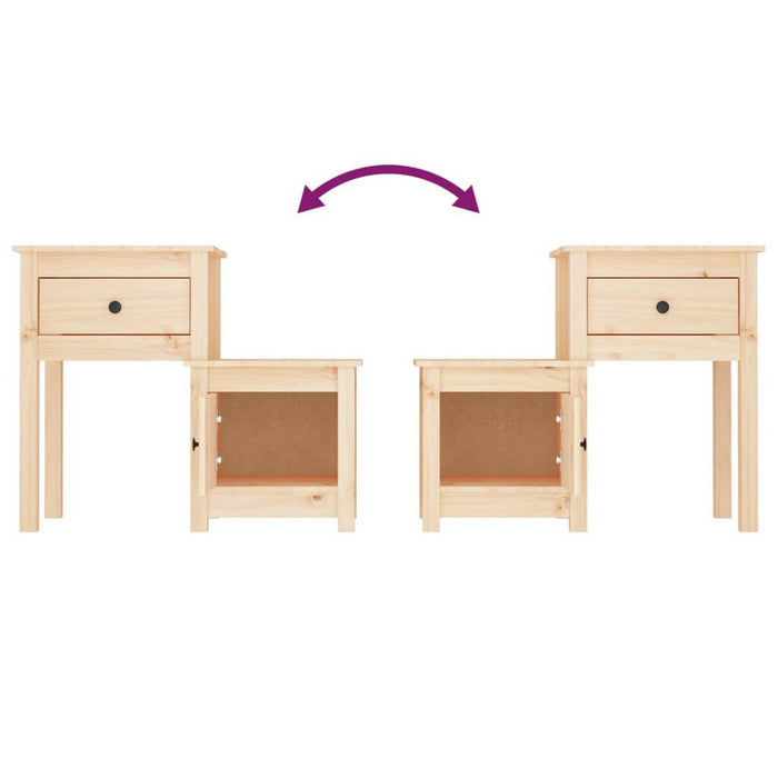 Nachtkastje 79,5X38X65,5 Cm Massief Grenenhout