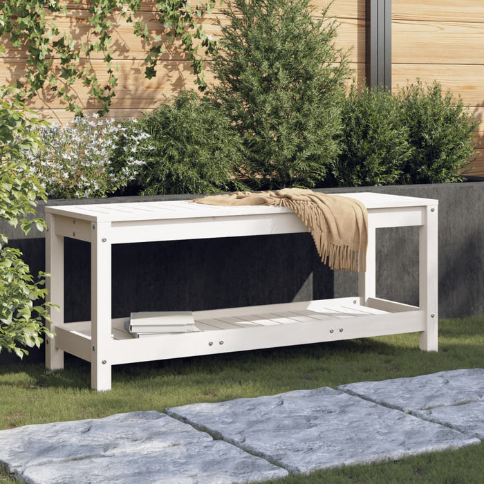 Tuinbank 82,5X35X45 Cm Massief Grenenhout Wit Wit Grenenhout
