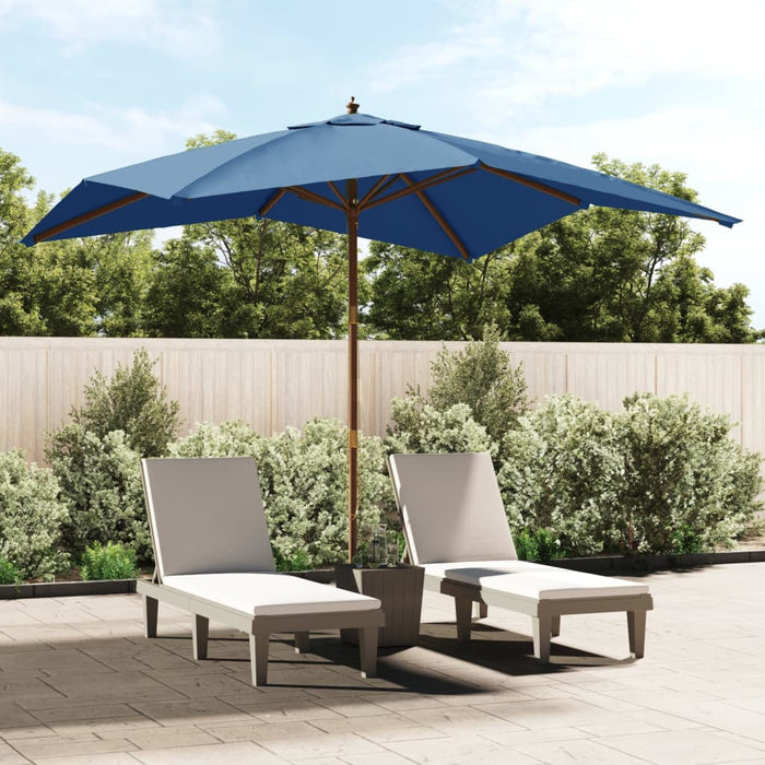 Parasol Met Houten Paal 300X300X273 Cm Azuur