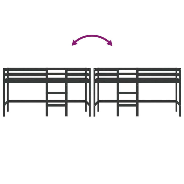 Kinderhoogslaper Met Ladder 90X200 Cm Massief Grenenhout Zwart