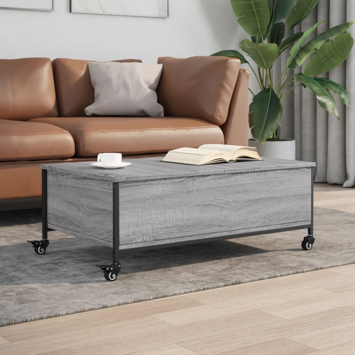 Salontafel Met Wielen 91X55X34 Cm Bewerkt Hout