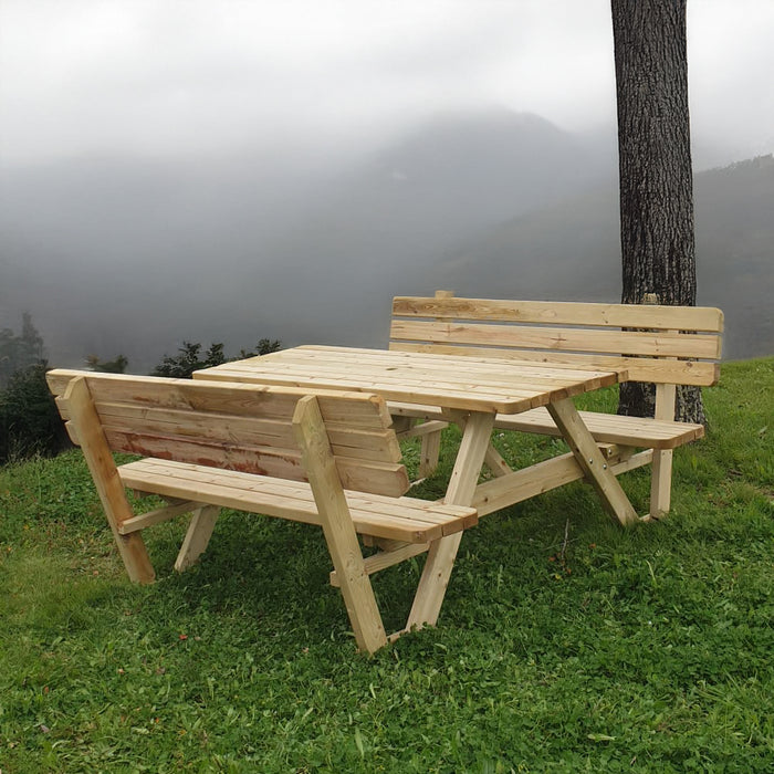 Picknicktafel 180 cm KING ® / 4 cm dikte met rugleuningen - tweede keuze