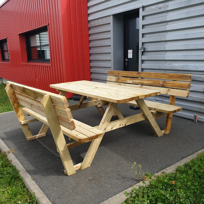 Picknicktafel 180 cm KING ® / 4 cm dikte met rugleuningen - tweede keuze