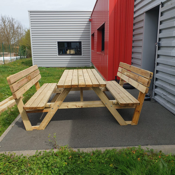 Picknicktafel 180 cm KING ® / 4 cm dikte met rugleuningen - tweede keuze