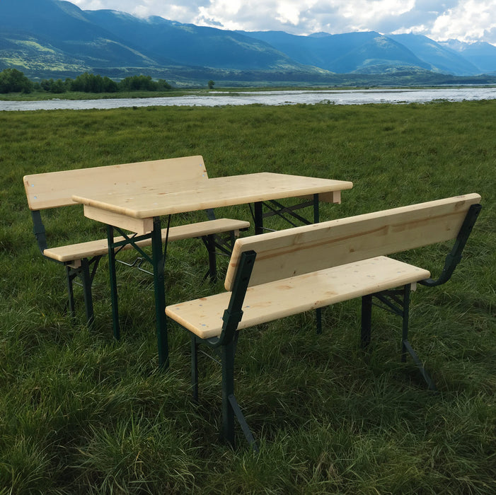Ensemble table à bière table 110 cm x 60 cm et 2 bancs avec dossiers KING ®