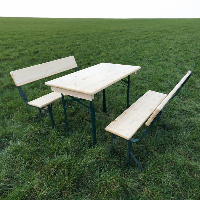 Biertafelset 110 cm x 60 cm tafel en 2 banken met rugleuningen KING ®