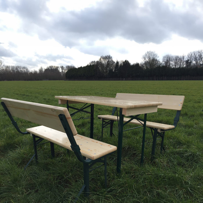 Biertafelset 110 cm x 60 cm tafel en 2 banken met rugleuningen KING ®