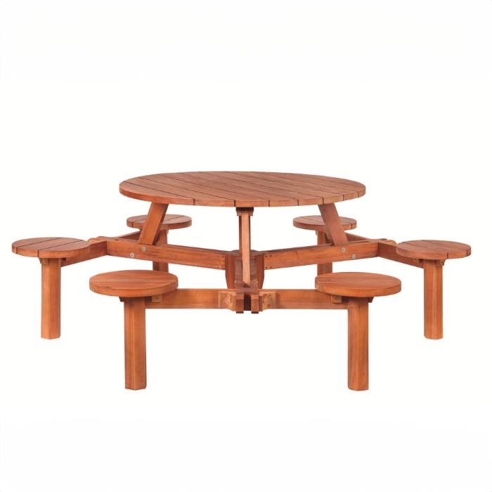 Table de pique-nique ronde en bois dur Rondo (230 x 77 cm) - Pour 6 personnes