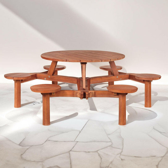 Table de pique-nique ronde en bois dur Rondo (230 x 77 cm) - Pour 6 personnes