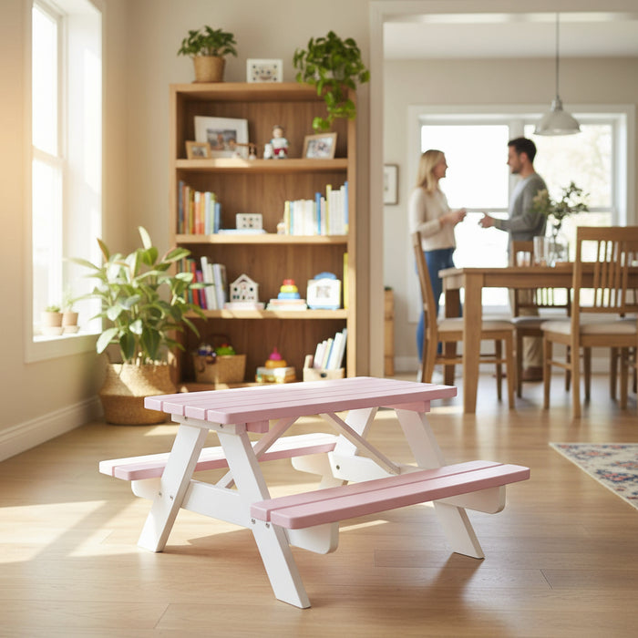 Rosa-weißes Kinder-Picknick-Set (90 cm).