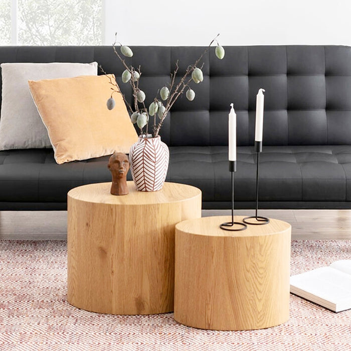 Runder Couchtisch aus Holz, 2er-Set