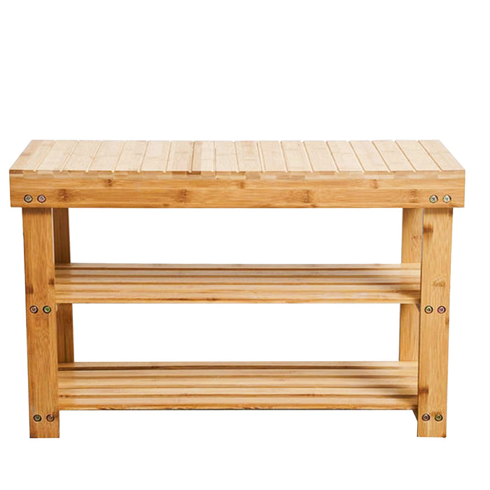 Bamboe Schoenenrek Bank – 3 Lagen, Duurzaam & Multifunctioneel (70 x 27,9 x 45 cm)