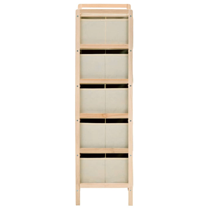 Opbergmeubel Met 5 Stoffen Manden Cederhout Beige