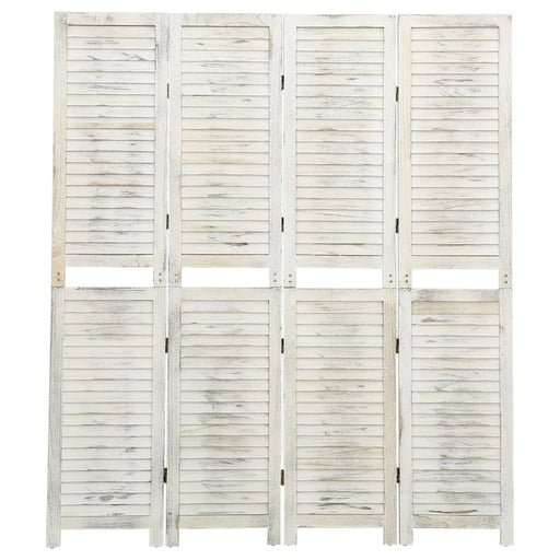 Kamerscherm Met 6 Panelen Massief Hout Antiekwit