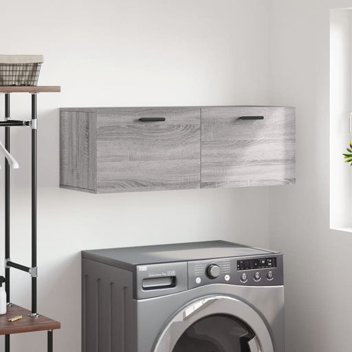 Wandkast 80X36,5X35 Cm Bewerkt Hout Eikenkleurig Grijs Sonoma