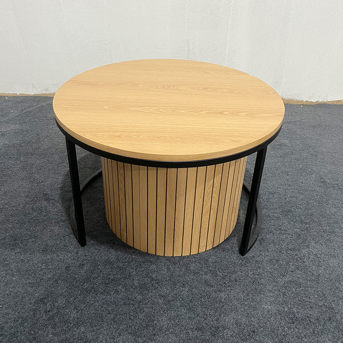 Ronde nesting salontafel set – 2-delig met metalen frame (Ø60 x 40 cm)