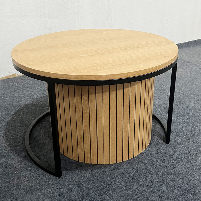 Ronde nesting salontafel set – 2-delig met metalen frame (Ø60 x 40 cm)