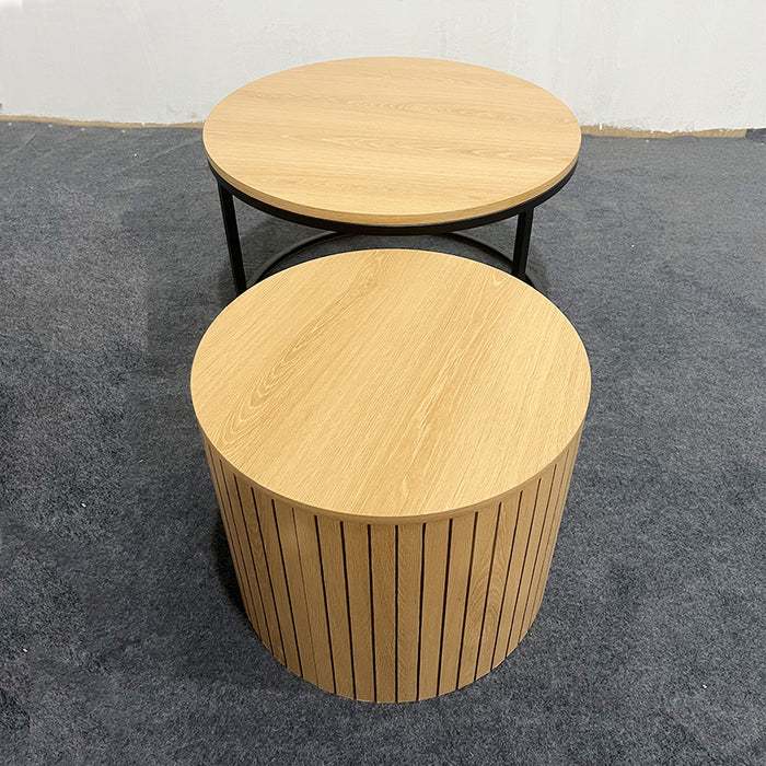 Ronde nesting salontafel set – 2-delig met metalen frame (Ø60 x 40 cm)