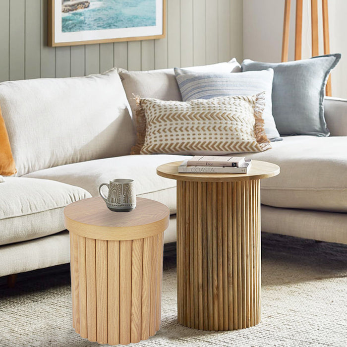 Ronde massief eiken salontafel – Ø40 x 48 cm