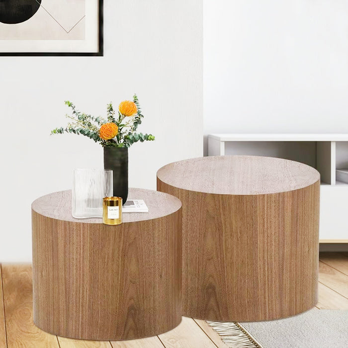 Runder Couchtisch aus Holz, 2er-Set