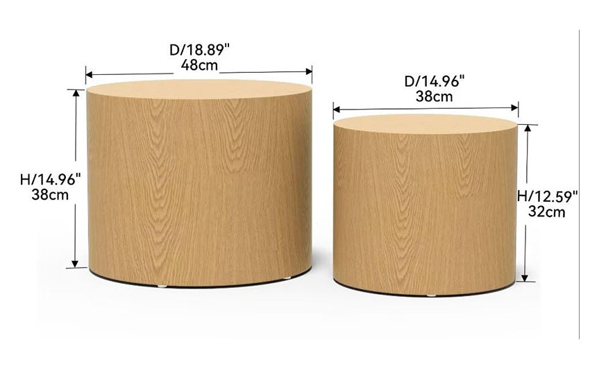 Runder Couchtisch aus Holz, 2er-Set