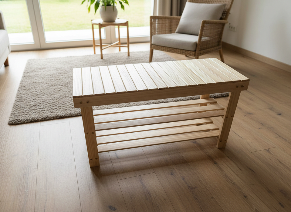 Bamboe Schoenenrek Bank – 3 Lagen, Duurzaam & Multifunctioneel (70 x 27,9 x 45 cm)