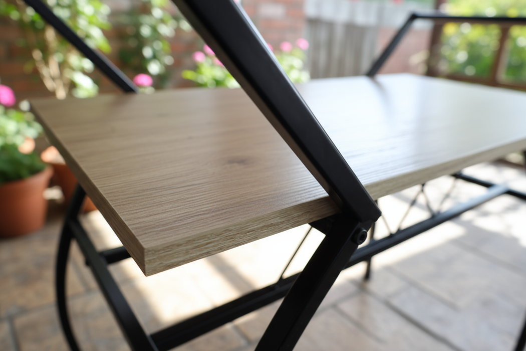 Chariot de bar avec casier à vin – 2 niveaux, bois et métal, sur roulettes – aspect chêne rustique – KING®