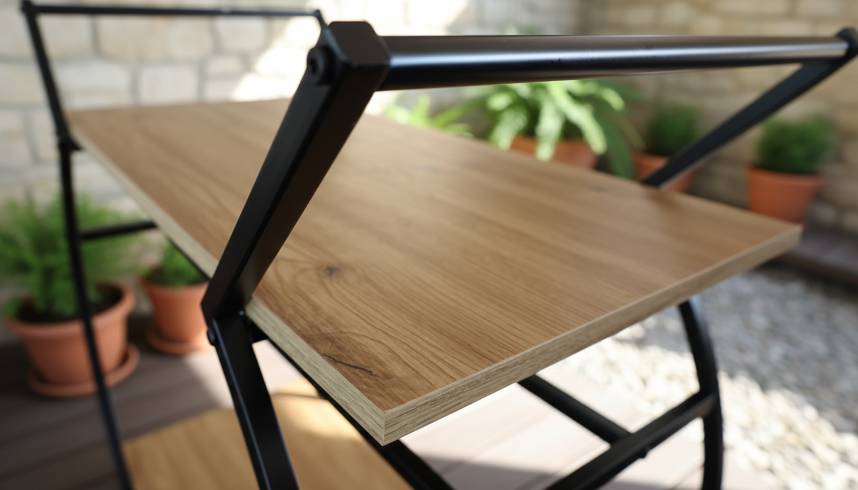 Chariot de bar avec casier à vin – 2 niveaux, bois et métal, sur roulettes – aspect chêne rustique – KING®