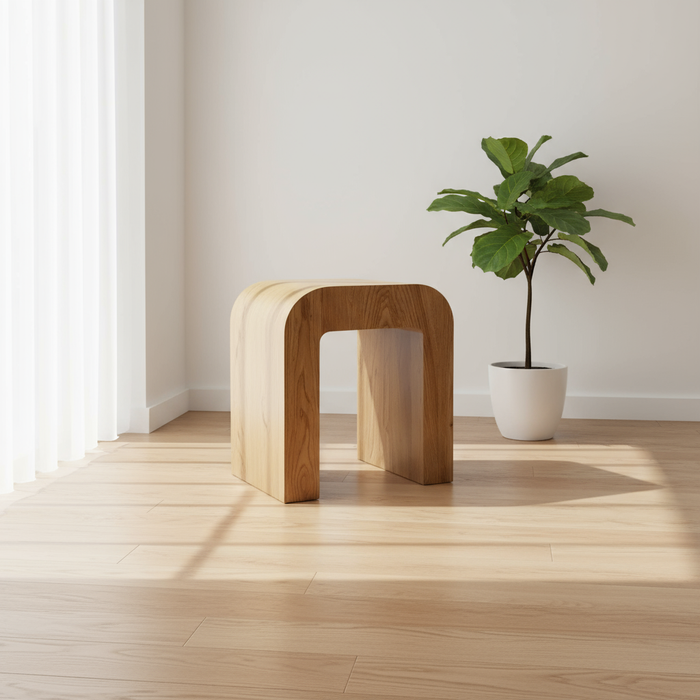 Table d'appoint moderne en bois courbé – 40 × 30 × 45 cm