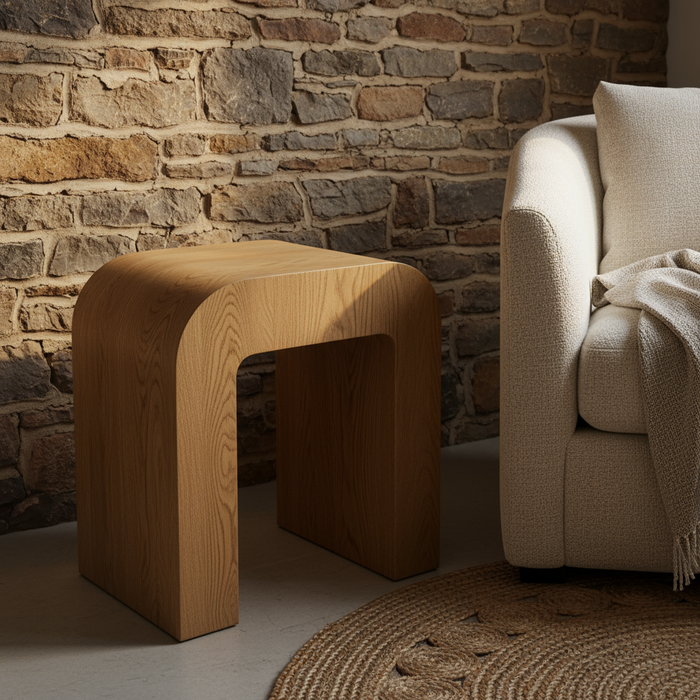Table d'appoint moderne en bois courbé – 40 × 30 × 45 cm