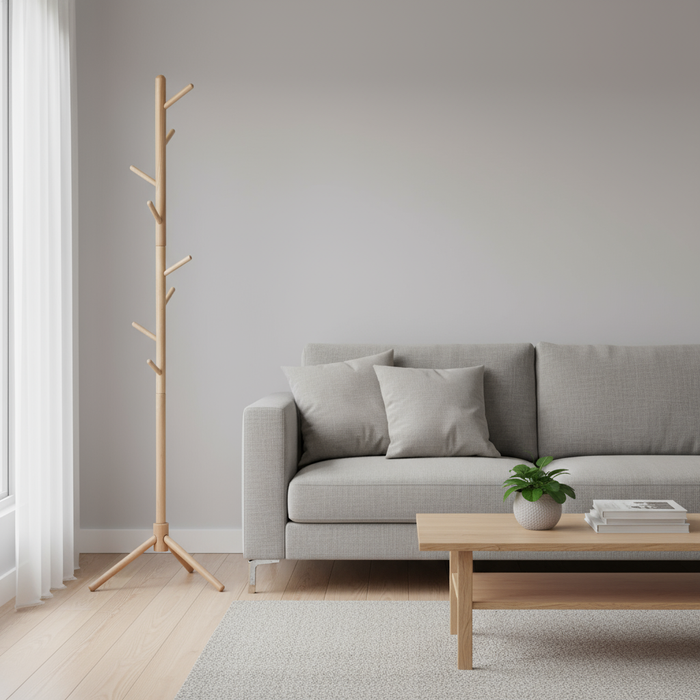 Beukenhouten kapstok met driepoot – minimalistisch design 37 × 37 × 170 cm