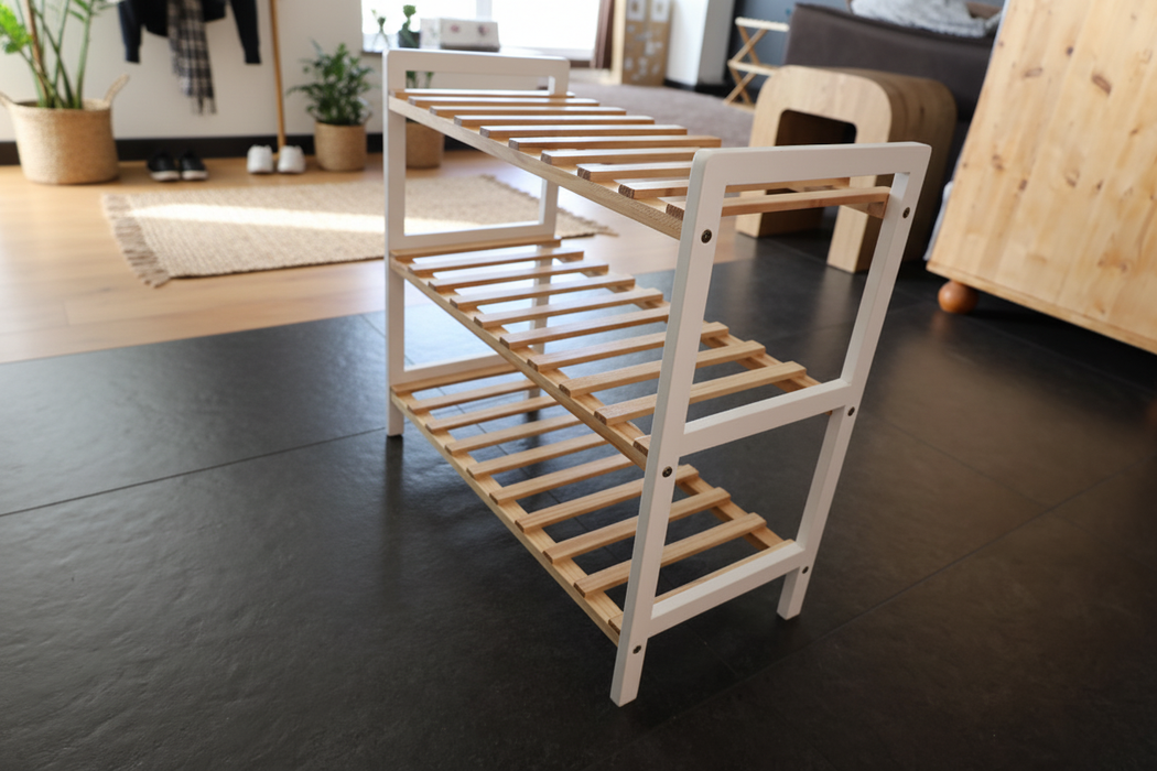 Modern houten schoenenrek