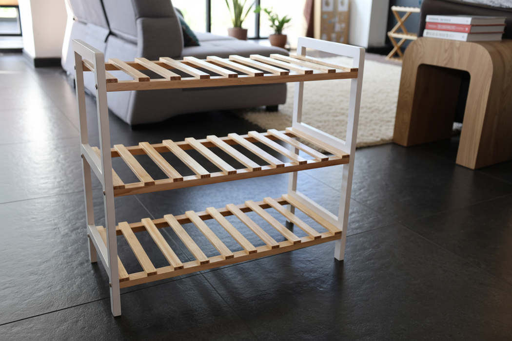 Modern houten schoenenrek