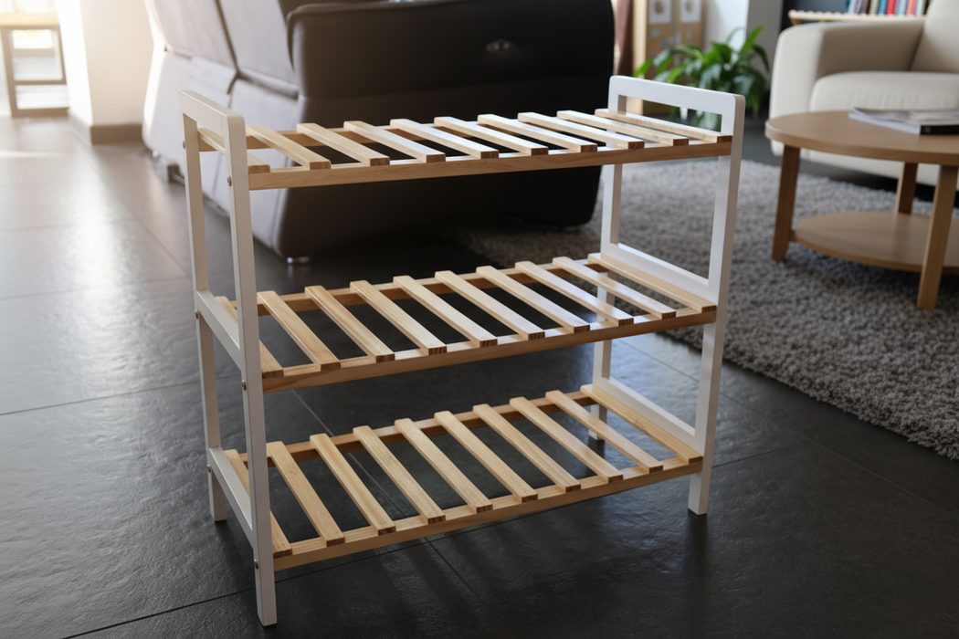 Modern houten schoenenrek