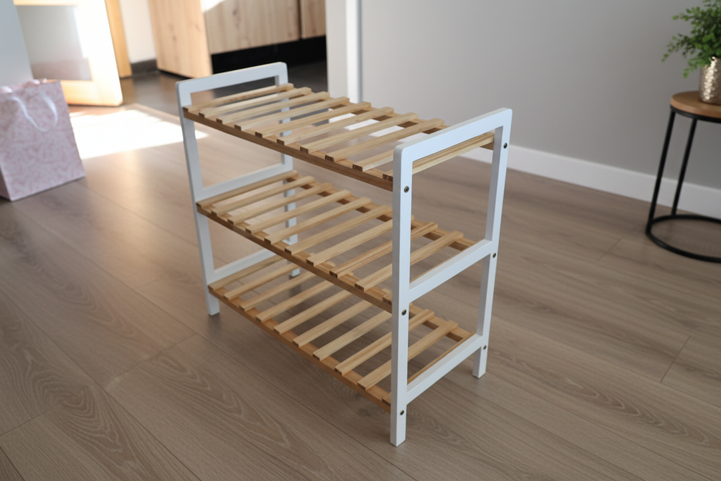 Modern houten schoenenrek