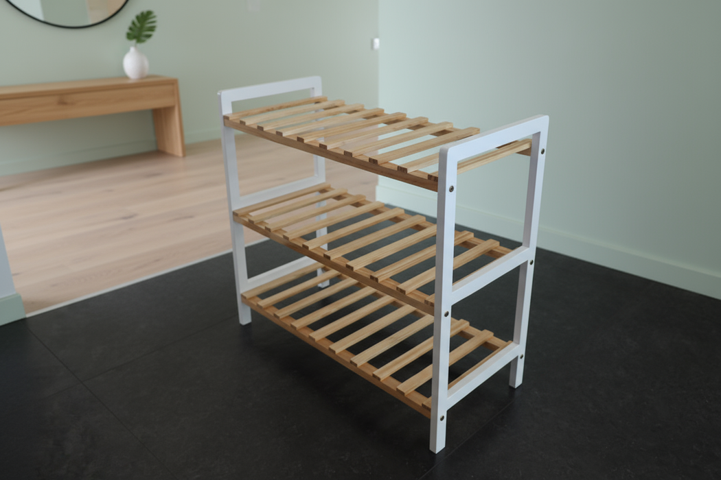 Modern houten schoenenrek