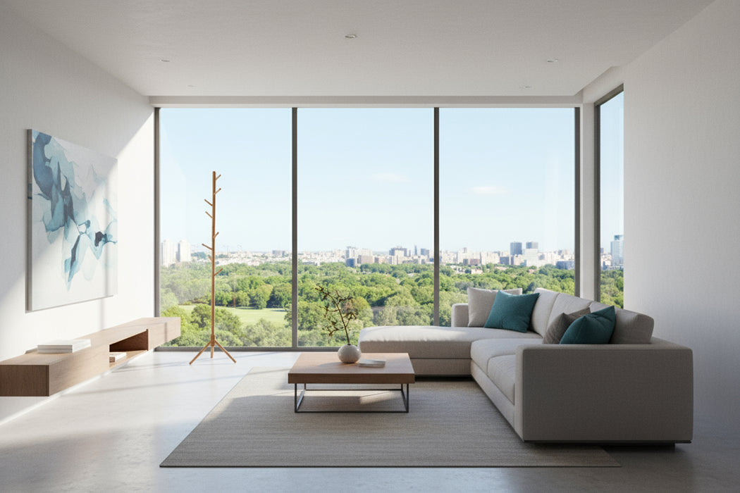 Porte-manteau en hêtre avec trépied – design minimaliste 37 × 37 × 170 cm