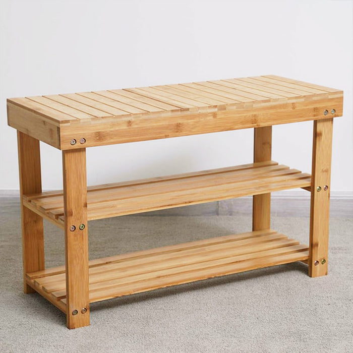 Bamboe Schoenenrek Bank – 3 Lagen, Duurzaam & Multifunctioneel (70 x 27,9 x 45 cm)