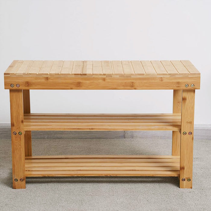 Bamboe Schoenenrek Bank – 3 Lagen, Duurzaam & Multifunctioneel (70 x 27,9 x 45 cm)