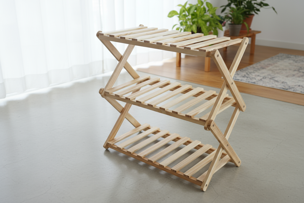 Opvouwbaar houten Rek – 3 lagen (31 x 21 x 47,2 cm)