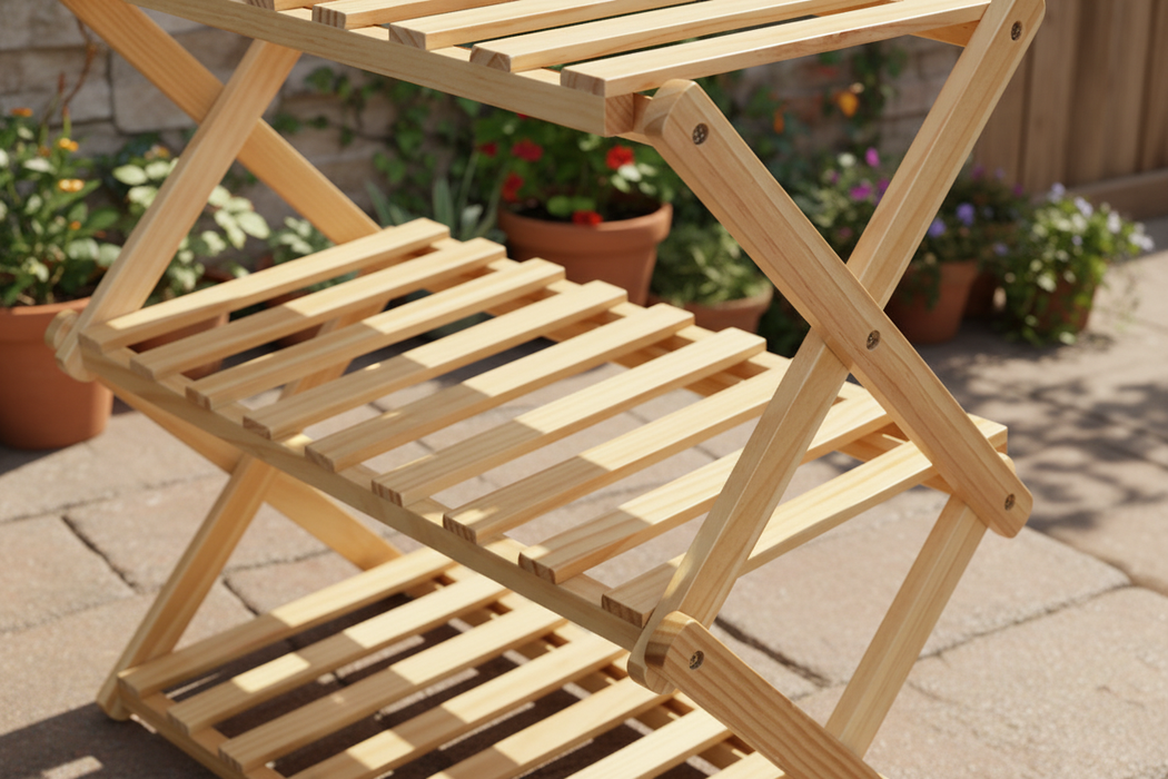 Opvouwbaar houten Rek – 3 lagen (31 x 21 x 47,2 cm)