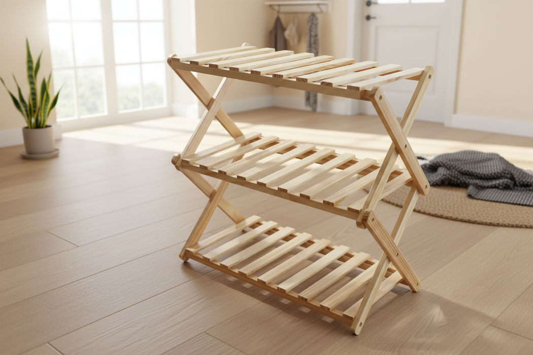 Opvouwbaar houten Rek – 3 lagen (31 x 21 x 47,2 cm)