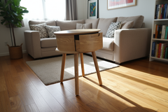 Rond nachtkastje met 1 lade – gebogen design (Ø45 x 50 cm)