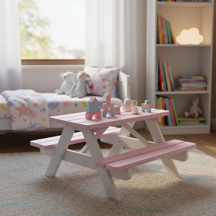 Rosa-weißes Kinder-Picknick-Set (90 cm).
