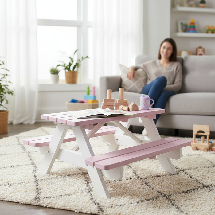 Rosa-weißes Kinder-Picknick-Set (90 cm).