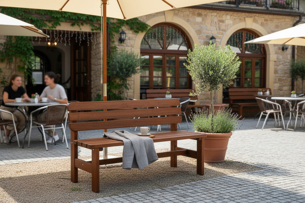 LUX Gartenbank aus Holz dunkelbraun 150 cm (KING ® )